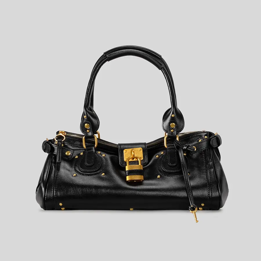 Annmouler Vintage Leather Crossbody/Shoulder Baguette Bag - Retro Rivet Design, Elegant Stylish Accessory, Ideal Gift for Girlfriend, Leather Bag, Crossbody/Shoulder Bag