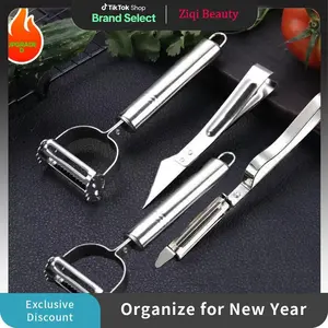 Stainless Steel 4pcs Premium Multi-Functional Vegetable Peeler & Grater - Effortless Fruit & Potato Grater for Dining, Food Truck & Restaurant Use