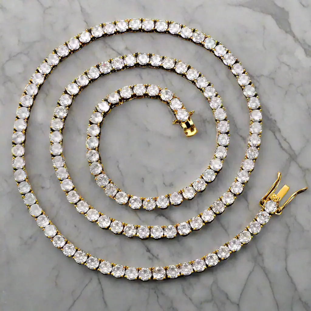 Diamond Tennis Necklace in Yellow Gold - 5mm