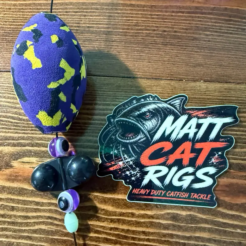 Matt Cat Fishing Santee Cooper Rig, Purple Camo EVA Foam for Egg Float, 8/0 Davey Jones Phantom Circle Hook