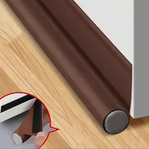 Upgrade Artificial Leather Door Bottom Seal Strip Set, Noise Reduction, Windproof, Non-Slip Adhesive Foam Insulation, Easy Installation
