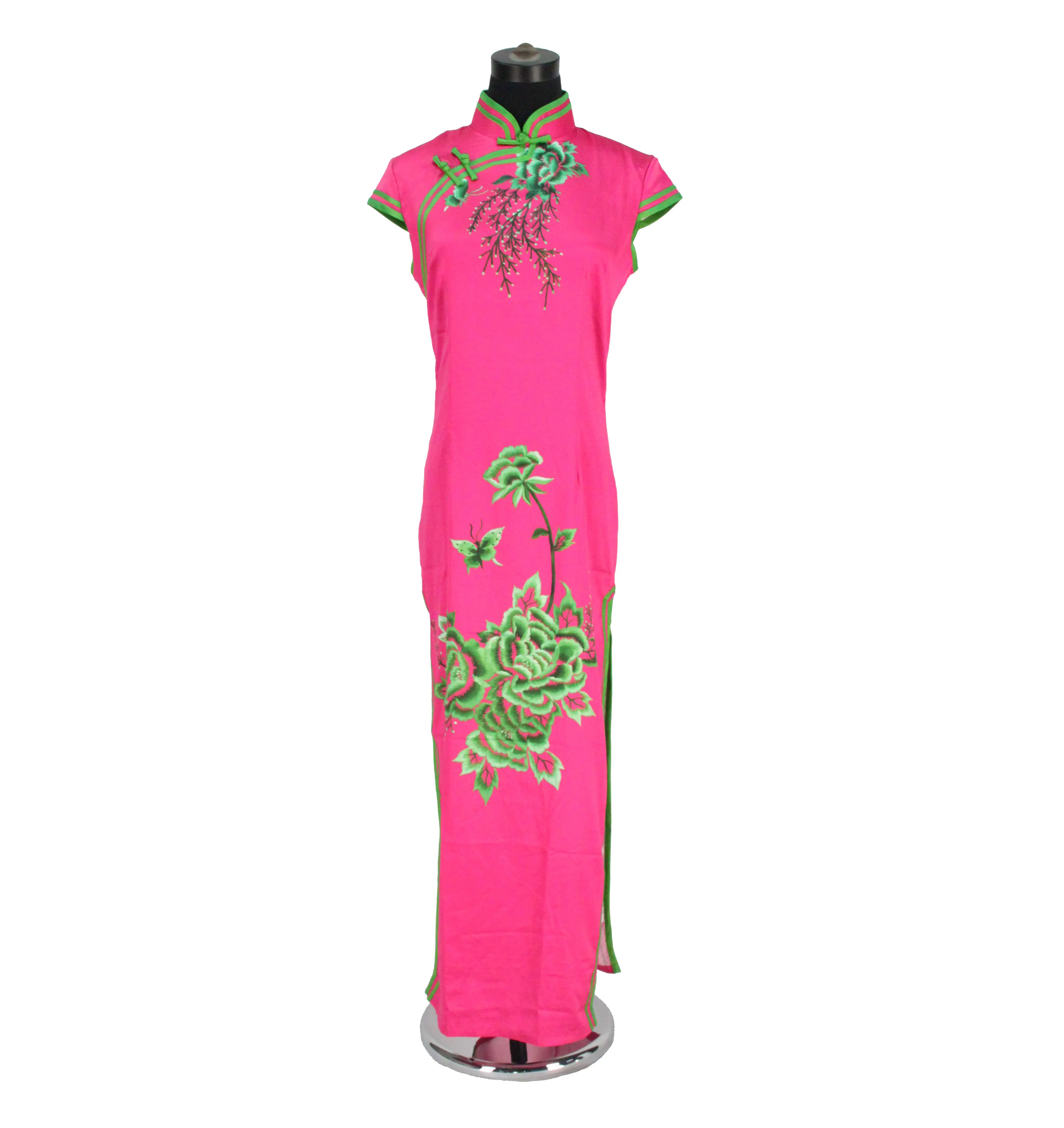 FixtureDisplays® Elegant Cheongsam QiPao Long Dress Chinese Women Dress Evening Dress Rose Red 16668-NF No FreeShippping