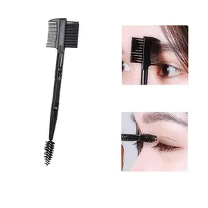 Black Double-Ended Eyebrow Brush & Lash Curler Comb, Makeup Dual-Use Spiral Brush Tool, Beauty Essentials for Perfect Brows and Lashes