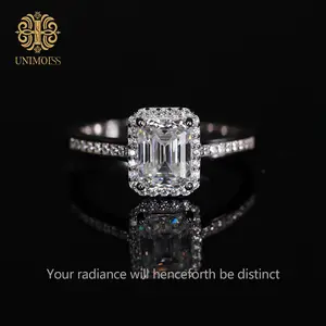 Unimoiss 2-Carat Square-Cut Ring, D-Color VVS-Grade Lab-Created Moissanite Featuring a multi-stone setting crafted in hypoallergenic, tarnish-resistant S925 sterling silver. This unisex ring is stackable and designed for versat