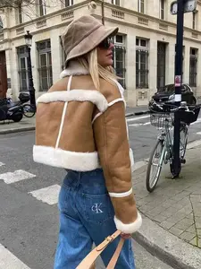 Kiera Leather Fur Lined Jacket - Faux Faux, Oversized Fit, Plush Winter Coat, Chic Women's Wear Womenswear Tops