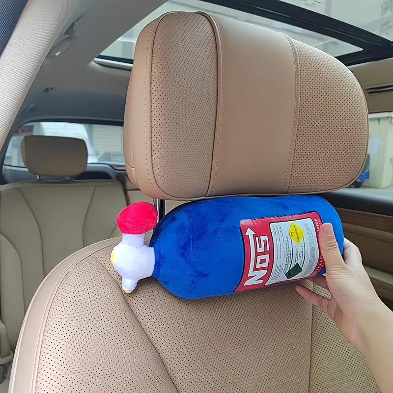 Car Headrest Neck Pillow Gas Cylinder Accessories, Inflatable Pillows, Seat Support - a Fun Design, The Perfect Gift for Motorcycle And Car Enthusiasts!