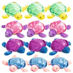 5 1/4" Bright Shimmering Multicolor Stuffed Sea Turtles - 12 Pc.