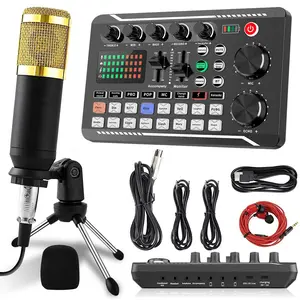 Podcast Microphone Bundle with Live Sound Board USB Audio Mixer, Podcast Equipment Bundle with Condenser Microphone for Pc/Phone Live Streaming Singing Gaming with Headphones