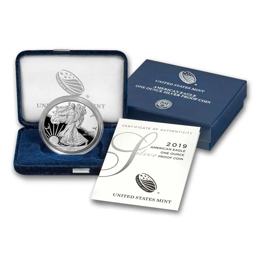 2019-W Burnished Silver Eagle with Box & COA