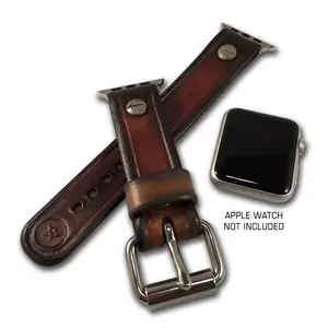 Tan Stressed Leather Apple iWatch Straps with Stainless Hardware