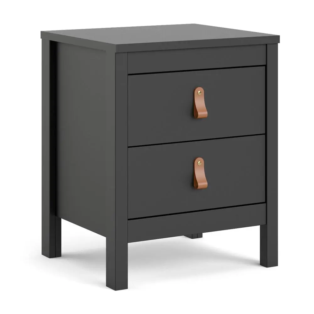 Stylish Black Matte Nightstand with Two Drawers for Modern Bedrooms
