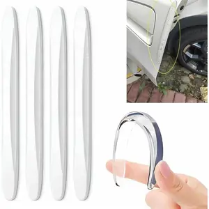 4Pcs Silicone Car Door Edge Guards, Anti-Collision Bumper Guard Protector Clear Strips Protector Universal Car Door Protectors Trim Molding for Sedans SUV Bumper Rearview Mirror (Transparent)