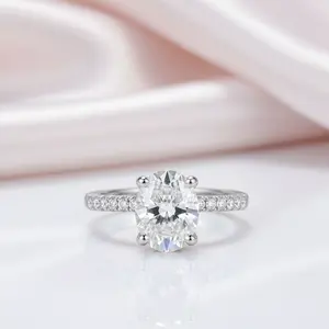 Brilliant Oval-Cut Diamond Option Hidden Halo Engagement Ring