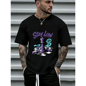 Vintage Purple Grape Print Men's Short Sleeve T-Shirt, CVC Fabric, Street Hip-Hop Trendy Top, Summer Loose Casual Style