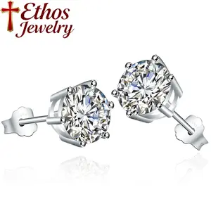 Ethos AAA+ Zirconia Earrings, D Color, VVS/1, Unisex, Suitable as a Gift