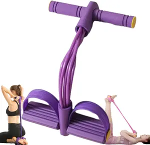 8-Tube Manual Tension Pedal Elastic Band with Handle, Ankle Puller Resistance Bands, Women's Multifunctional Exercise Equipment for Strength Training