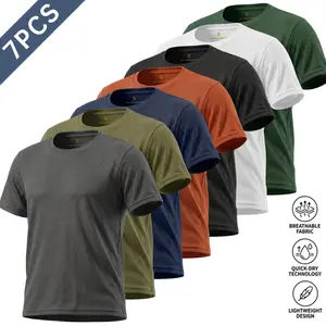 Men’s 7-Pack Summer Quick-Dry T-Shirts — Loose Fit Short Sleeve Ice Silk Outdoor Running Tops, Breathable Men’s Fitness Sports Wear