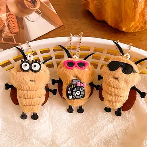 Cute Plush Bug Keychain, Kawaii Soot Sprite-Insect Plush Bag Charm, Funny Fluffy Key Ring with Sunglasses & Camera for Backpack Purse, Adorable Gift for Teens & Anime Fans #FFM