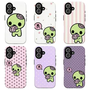 FL-Y2k Kawaii Em0 Z0mb1e Phone Case,Pink Polka Dot Emo Aesthetic Cover For iPhone 11 12 13 14 15 16 17 Air Pro Max for Samsung S26 S25 S24 S23 S22 S21 Case,Gift for her/him/fans