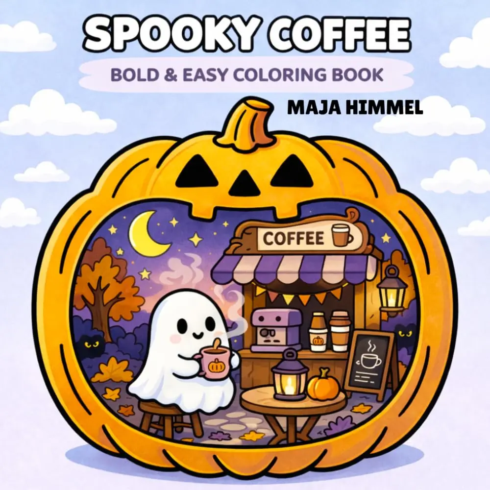Spooky Halloween Coffee Bold & Easy Coloring Book for Kids & Adults: 40 Easy Designs for Relaxation, Stress Relief and Creative Fun (Spooky Mini Worlds)