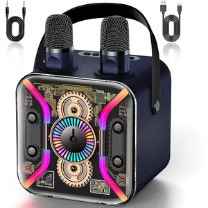 Karaoke Machine for Adults with Two Karaoke Microphone , PA System  Speaker with Microphone Supports Bass Treble, TF Card, USB, AUX, Karaoke Machine for TV, Party, Birthday (Blue)