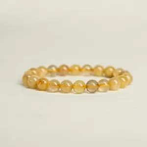 Lovskaya Yellow Rutilated Non-Natural Crystal Bracelet - Pretty, Stone Bracelets, Elegant Unisex Jewelry for Youth, Suitable for Key Occasions (With Rose Quartz Element), Pretty Bracelet