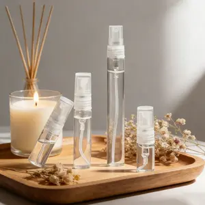 10pcs Mini Glass Perfume Atomizer Spray Bottles, Leak-Proof 2ML 3ML 5ML 10ML, Transparent Portable Glass Bottle for Travel