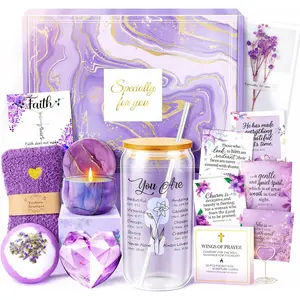 12PCS Christian Gifts For Women Faith - Inspirational Religious Birthday Gifts, Purple Spiritual Baptism Baskets For Mom, Grandma, Wife, Mothers, Friend, Sister,Catholic&Encouragement Birthday Gift
