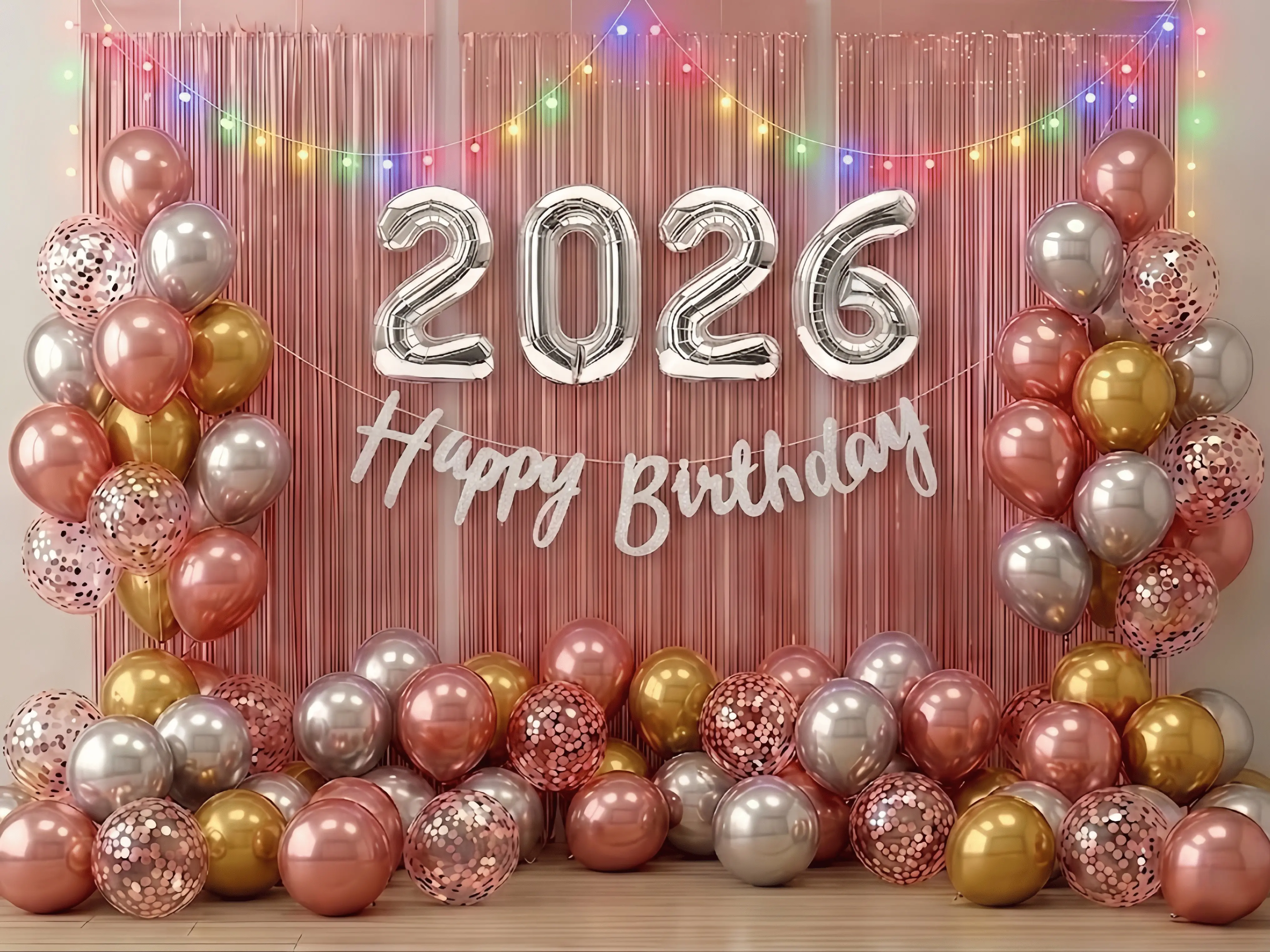 Glam 12-Inch Rose Gold Latex Balloons with 4-Color LED Lights, High-Quality Women’s Home & Birthday Party Festive Decorations Supplies
