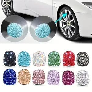 4-piece crystal water-diamond tire valve cap set, fashionable dust-proof wheel cover, automotive part suitable for car tire valve stems