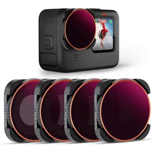 K&F Concept 4-Pack Crystal Camera ND/PL 2-in-1 Lens Filter Kit (ND8, ND16, ND32, ND64 with Polarizer) – Protector Accessories for GoPro Hero13/12/11/10/9 Black