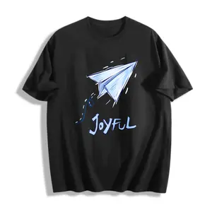 Casual Style Men's T-Shirt Joyful Paper Airplane Design Summer Wear Gift For Friends