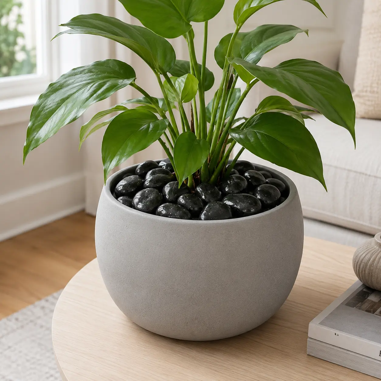 40 lb Black River Rocks for Landscaping, 1.18–1.97 Inch Polished Black Pebbles, Smooth Decorative Stones for Plants, Planters, Vases, Garden Beds, Pathways, Fountains, Indoor Outdoor Home Decor