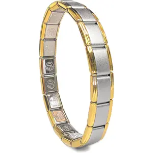 9mm Traditional Italian Starter Charm Bracelet, Interlocking Stainless Steel Modular Links - CUSTOMIZE