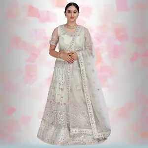 Chiro's By Jigyasa Mirror work lehenga Choli - Green