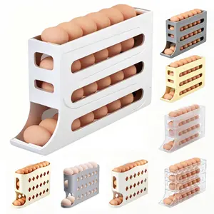 Egg Holder for Fridge, Auto Rolling Egg Dispenser for Eggs 28 Count, Space-Saving Egg Roller, Organizer, Container, Storage for Refrigerator & Kitchen Countertop