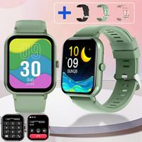 1pc Green Watch+3pcs Band (Black+Green+Pink)