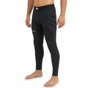 ONEKEEPER Black Goalkeeper Padded Leggings with Hip & Knee Protection 100% Polyester 4-Way Stretch Lightweight Impact-Absorbing Padding Elastic Waistband Breathable Comfort All-Season Use for Youth & Adults