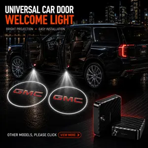 2 Pack GMC Logo Wireless LED Car Door Projector Lights, HD Welcome Ghost Shadow Puddle Lamps, Magnetic Sensor No Drill Easy Install Courtesy Lights Fit Sierra Yukon Terrain Acadia Canyon Pickup SUV Upgrade Auto Interior Mod Accessories