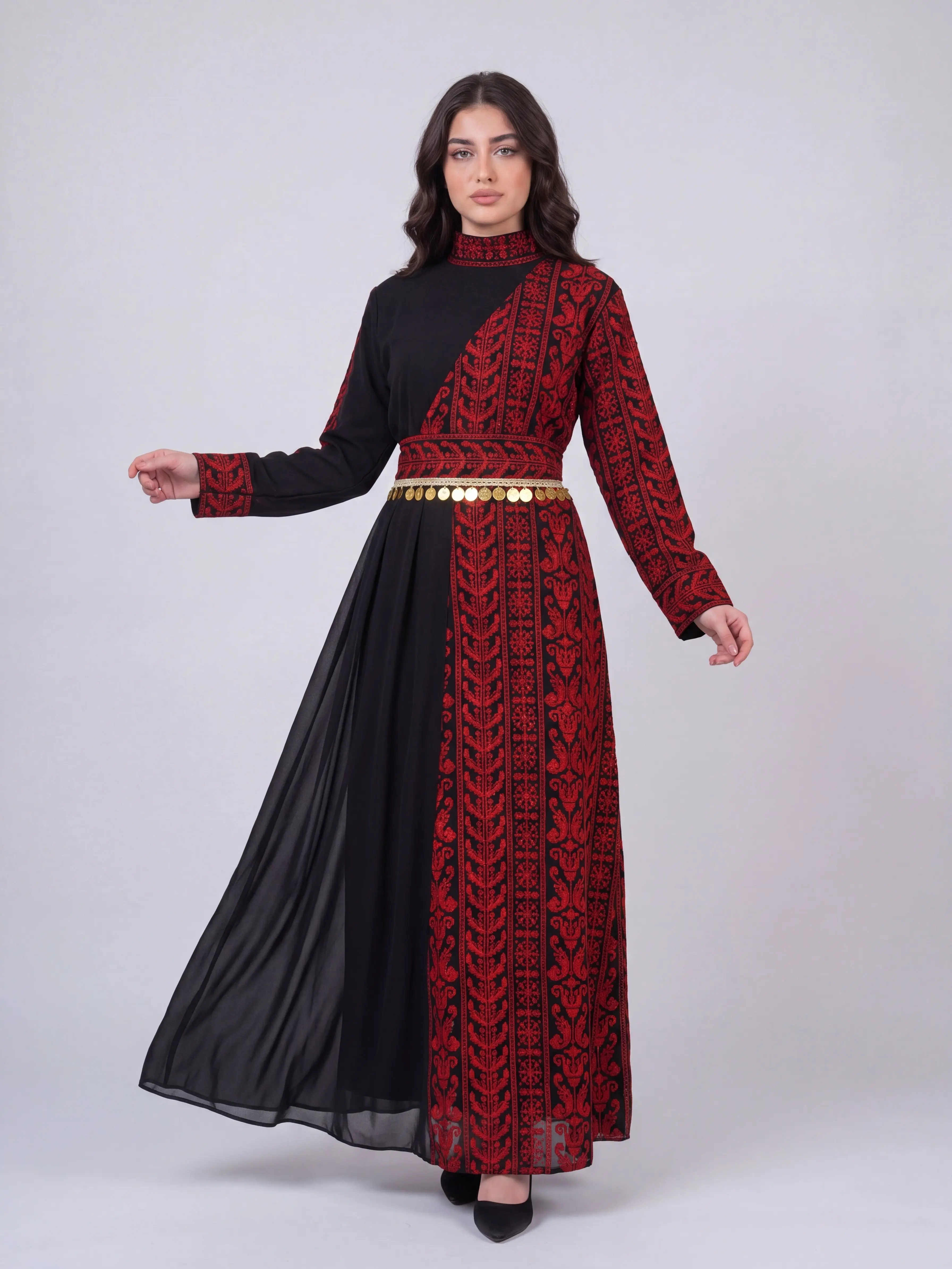 Lady's Breathable Casual Layrat Thobe - Women's Embroidered Fabric Dress, Soft, Fabrics, Loose Fit, Full Length, Elegant, Shilling Detail, Embroidery, Modest Fashion Inspo, Unique Patterned Design