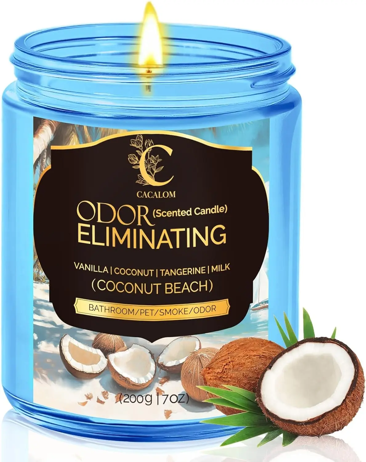 Coconut Odor Eliminating Candles, Pet Scented Candles for Home, Single Wick Soy Candle Gifts for Women, Men, Ideal for Creating Relaxing Atmosphere, Over 50 Hours of Burn Time