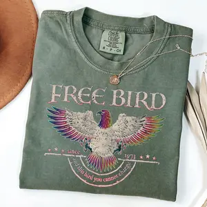 Comfort Colors Free Bird Band T-Shirt, Retro Rock Music Tee, Old School Band Shirt, Vintage Concert Graphic Tee, Trendy Unisex T-Shirt