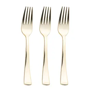 Shiny Metallic Gold Plastic Forks