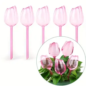 5 Tulip-Shaped Automatic Watering Balls, Slow-Drip System with Fine Nozzle, Plastic Plant Irrigator, Plant Watering Tool for Indoor/outdoor Pots, Low Maintenance
