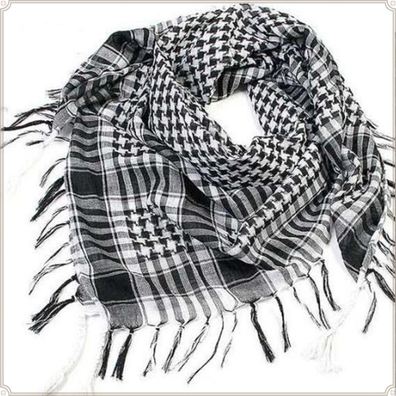 Shemagh Scarf Men Keffiyeh Scarf Arab Scarves Unisex Plaid Turban with Tassels for Men Women Winter Outdoor