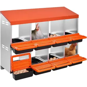 VEVOR 2 Tiers Chicken Nesting Boxes, 6 Compartments, Metal Egg Laying Boxes with Protective Collection Lids, Roll Out Nesting Box, Easy to Assemble, Ideal for Hens, Ducks, Chickens, and Other PoultryVEVOR Super Brand Day