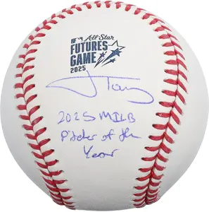 Jonah Tong New York Mets Autographed 2025 MLB Futures Game Logo Baseball with "2025 MiLB Pitcher of the Year" inscription - Limited Edition of 10 - Fanatics Authentic Certified