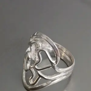 950 Silver Ring Size 8 Unique Four Heart Style