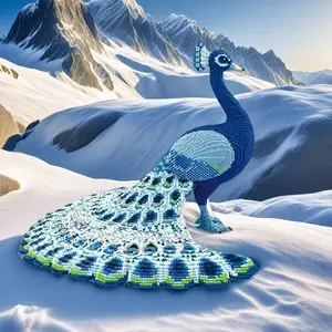 7646pcs Blue Peacock 3D Puzzle Building Block Creative Decoration, Birthday/halloween/festive Gift, DIY Craft Home Decor Statue Sculpture