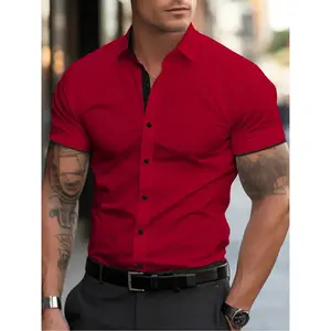 Men's Summer Patchwork Shirt, Business Casual Versatile Fitted Style Wear for All Seasons